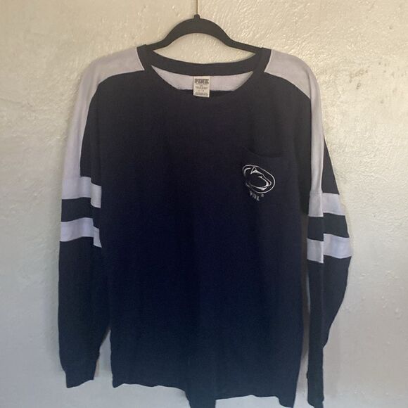 Penn State + PINK Victoria’s Secret Women’s Blue and White Pullover Sz Large - Picture 1 of 7